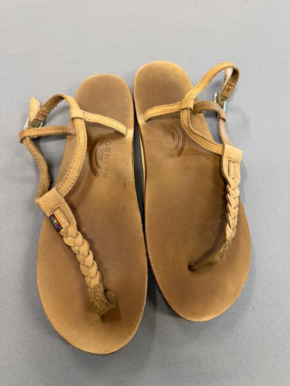 Rainbow Sandals Womens 10M T-Street Braided Leather Ankle Strap Sandals Brown